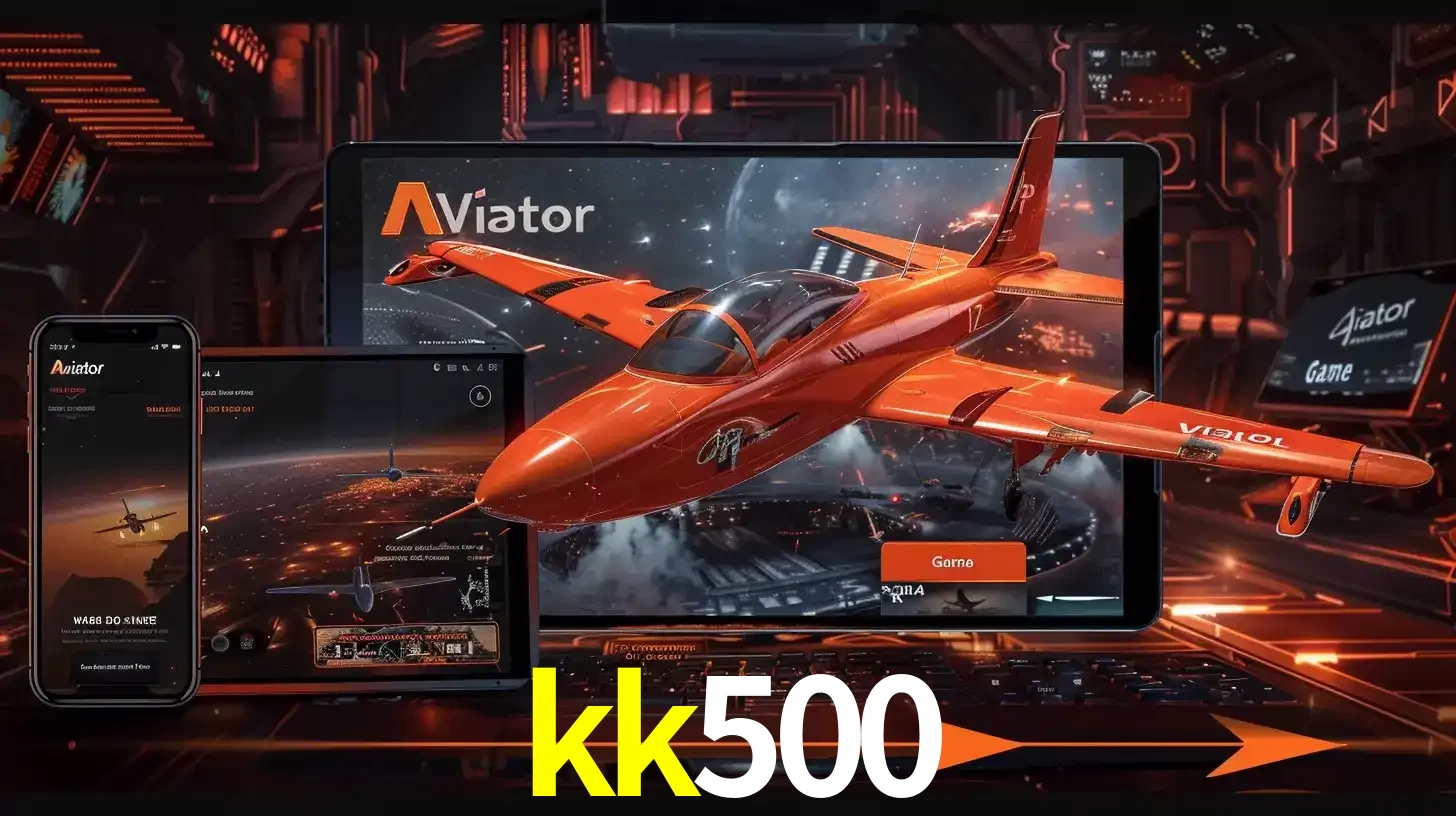 Apresentação tecnológica do jogo Aviator com um avião saindo da tela de um tablet, demonstrando a experiência imersiva em múltiplos dispositivos no kk500.