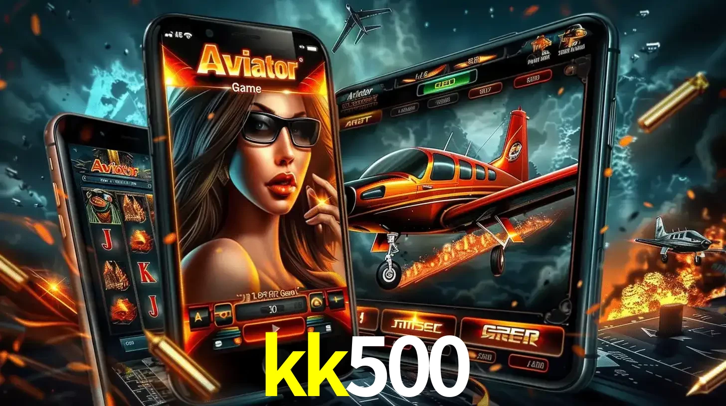 O popular jogo de apostas Aviator exibido em vários celulares e tablets, mostrando a interface emocionante e a ação de voo disponíveis para jogar agora no kk500.