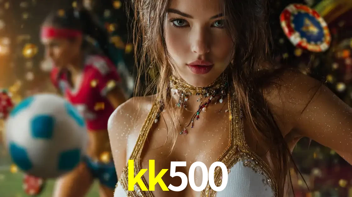 Mulher elegante representando a combinação de glamour e emoção das apostas esportivas, com uma jogadora de futebol ao fundo, destacando a ação no kk500.