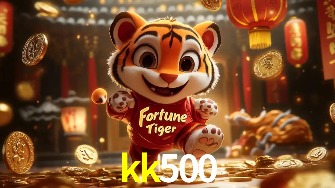 O alegre personagem do Fortune Tiger correndo sobre um caminho de moedas de ouro, simbolizando os grandes prêmios e a diversão do popular jogo de slot do kk500.